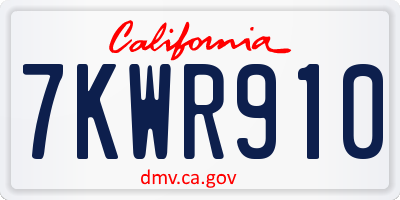 CA license plate 7KWR910