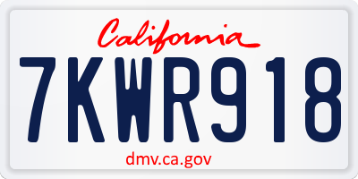 CA license plate 7KWR918