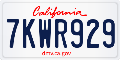 CA license plate 7KWR929