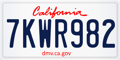 CA license plate 7KWR982