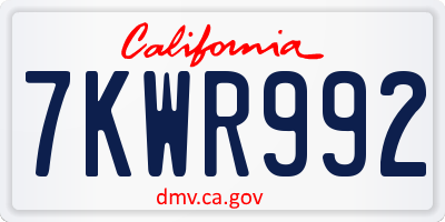 CA license plate 7KWR992