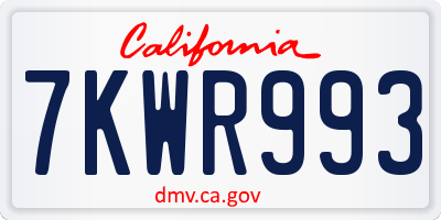 CA license plate 7KWR993