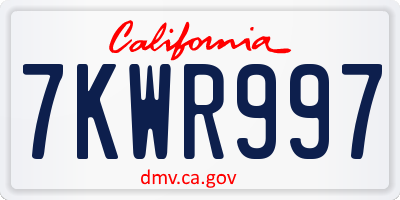 CA license plate 7KWR997