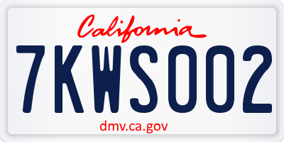 CA license plate 7KWS002