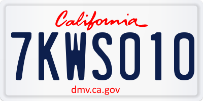 CA license plate 7KWS010