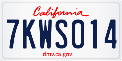 CA license plate 7KWS014