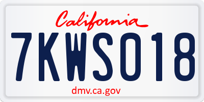 CA license plate 7KWS018