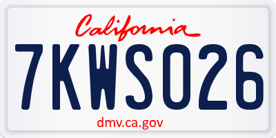 CA license plate 7KWS026