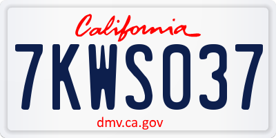 CA license plate 7KWS037