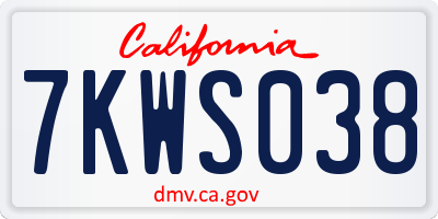 CA license plate 7KWS038