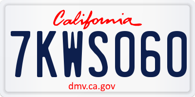 CA license plate 7KWS060