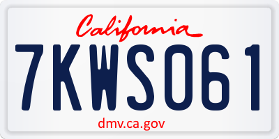 CA license plate 7KWS061