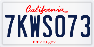 CA license plate 7KWS073
