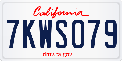 CA license plate 7KWS079