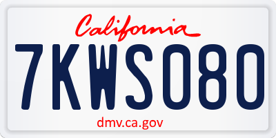 CA license plate 7KWS080