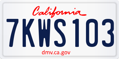 CA license plate 7KWS103