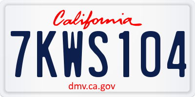 CA license plate 7KWS104