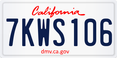 CA license plate 7KWS106