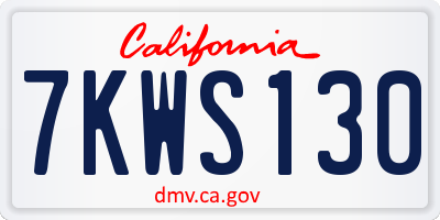 CA license plate 7KWS130