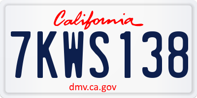 CA license plate 7KWS138