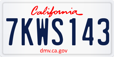 CA license plate 7KWS143