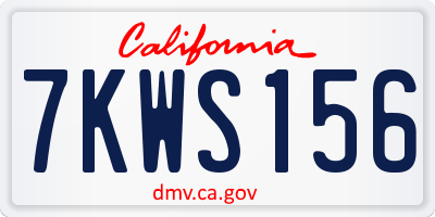 CA license plate 7KWS156