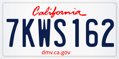 CA license plate 7KWS162