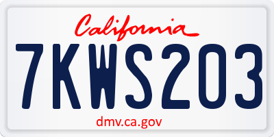 CA license plate 7KWS203