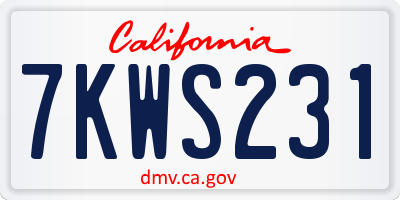 CA license plate 7KWS231