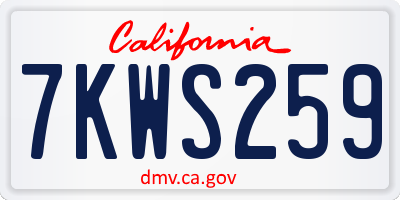 CA license plate 7KWS259