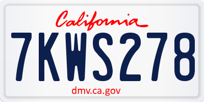 CA license plate 7KWS278