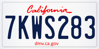 CA license plate 7KWS283