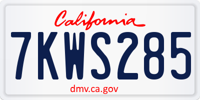 CA license plate 7KWS285