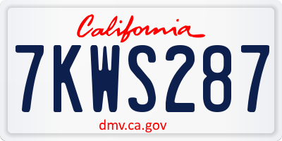 CA license plate 7KWS287