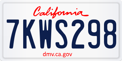 CA license plate 7KWS298