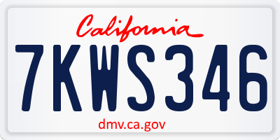 CA license plate 7KWS346