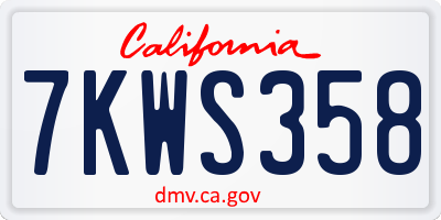 CA license plate 7KWS358