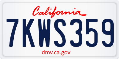CA license plate 7KWS359