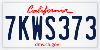 CA license plate 7KWS373