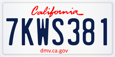 CA license plate 7KWS381