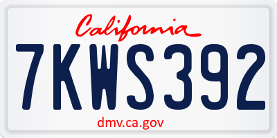 CA license plate 7KWS392