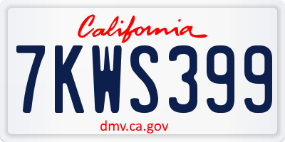 CA license plate 7KWS399