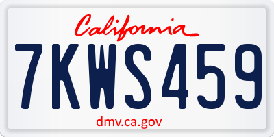 CA license plate 7KWS459