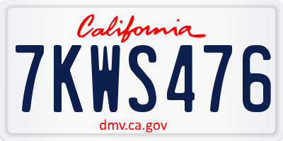 CA license plate 7KWS476