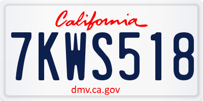 CA license plate 7KWS518