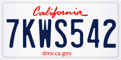 CA license plate 7KWS542