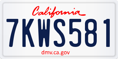CA license plate 7KWS581