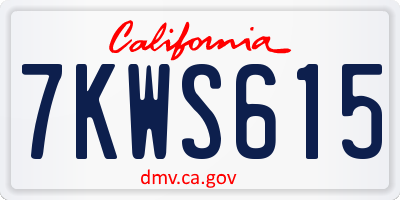 CA license plate 7KWS615