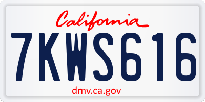 CA license plate 7KWS616