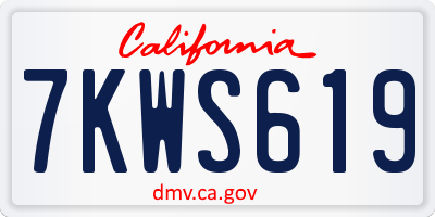 CA license plate 7KWS619
